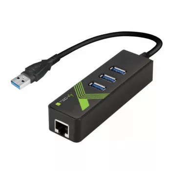Techly IDATA USB-ETGIGA-3U2 nešiojamojo kompiuterio dokas / prievadų daugintuvas USB 3.2 Gen 1 (3.1 Gen 1) Type-A, juodas