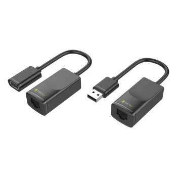 Techly IUSB-EXTENDTY2 laido jungčių adapteris RJ-45 USB 2.0 Type-A juodas