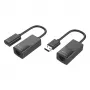 Techly IUSB-EXTENDTY2 laido jungčių adapteris RJ-45 USB 2.0 Type-A juodas