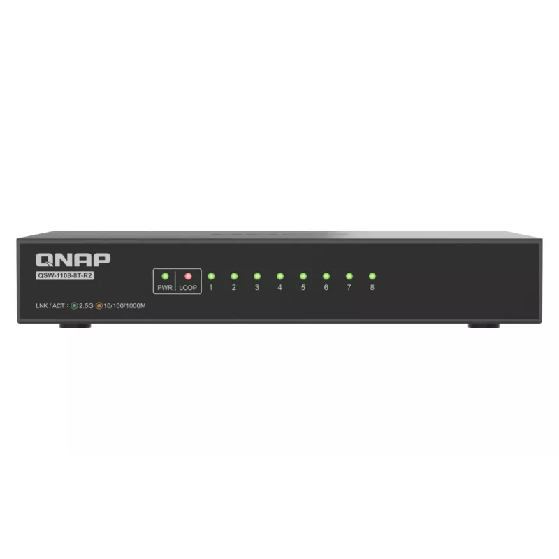 QNAP QSW-1108-8T-R2 tinklo jungiklis Nevaldomas 2.5G Ethernet (100/1000/2500) Darbalaukis Juoda