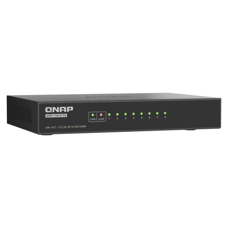 QNAP QSW-1108-8T-R2 tinklo jungiklis Nevaldomas 2.5G Ethernet (100/1000/2500) Darbalaukis Juoda
