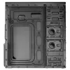 PC korpusas Akyga AK13BK Micro Tower — ATX/Micro-ATX, 3×3,5 col. nišos, 3×2,5 col. nišos, viršutinis PSU, USB 3.2 Gen1×2, maks. GPU 385 mm, juoda