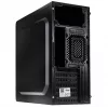 PC korpusas Akyga AK13BK Micro Tower — ATX/Micro-ATX, 3×3,5 col. nišos, 3×2,5 col. nišos, viršutinis PSU, USB 3.2 Gen1×2, maks. GPU 385 mm, juoda