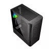 PC korpusas GEMBIRD Fornax 400X Midi Tower juodas — ATX, grūdintas stiklas, RGB ventiliatoriai, 4x 2,5 colio nišos, 2x USB 3.0