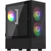 PC korpusas KRUX VAKO KRX0132 ATX juodas — grūdintas stiklas, RGB, palaiko Mini‑ATX, GPU iki 31 cm, CPU aušintuvas iki 15,9 cm