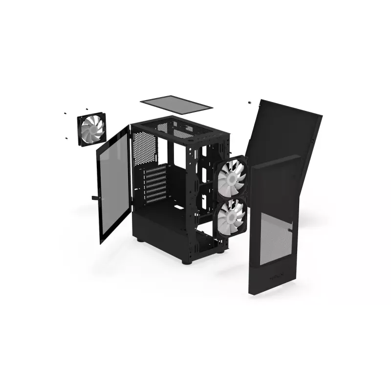 PC korpusas KRUX VAKO KRX0132 ATX juodas — grūdintas stiklas, RGB, palaiko Mini‑ATX, GPU iki 31 cm, CPU aušintuvas iki 15,9 cm