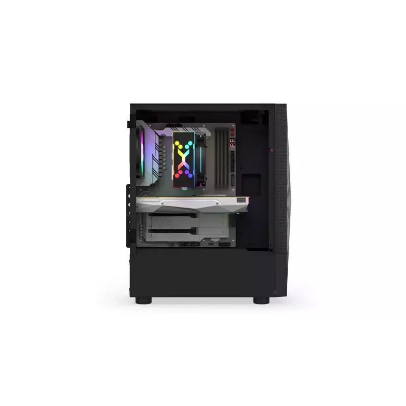 PC korpusas KRUX VAKO KRX0132 ATX juodas — grūdintas stiklas, RGB, palaiko Mini‑ATX, GPU iki 31 cm, CPU aušintuvas iki 15,9 cm