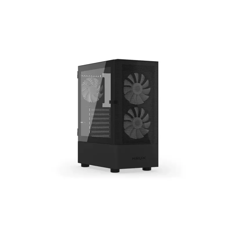PC korpusas KRUX VAKO KRX0132 ATX juodas — grūdintas stiklas, RGB, palaiko Mini‑ATX, GPU iki 31 cm, CPU aušintuvas iki 15,9 cm