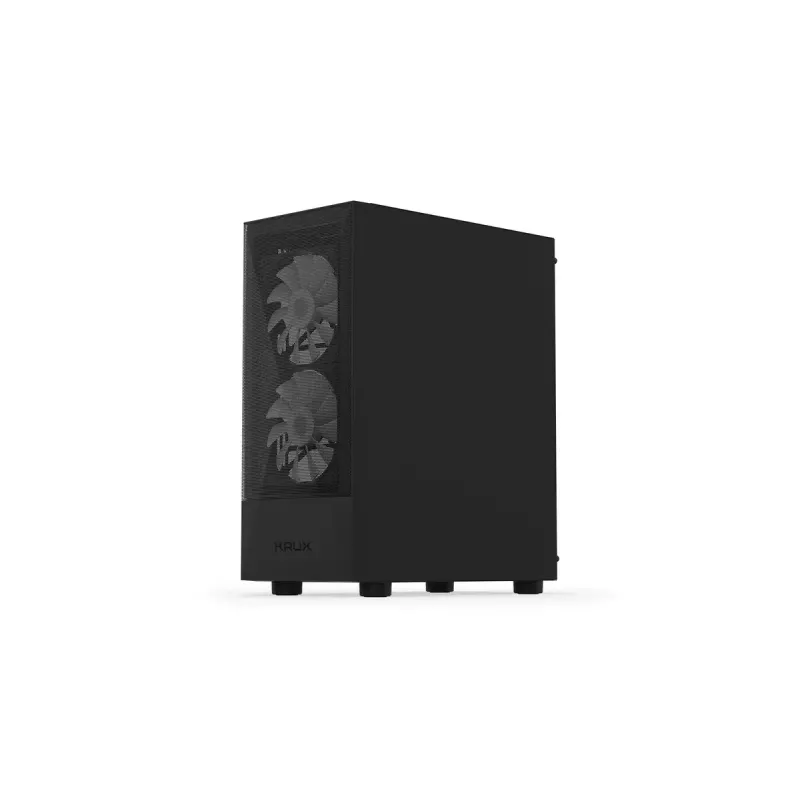 PC korpusas KRUX VAKO KRX0132 ATX juodas — grūdintas stiklas, RGB, palaiko Mini‑ATX, GPU iki 31 cm, CPU aušintuvas iki 15,9 cm
