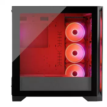 PC Case MODECOM VOLCANO EXPANSE S APEX ARGB MIDI Tower, grūdintas stiklas, USB-C, 3x140mm priekyje, palaiko ATX/microATX, GPU iki 430mm