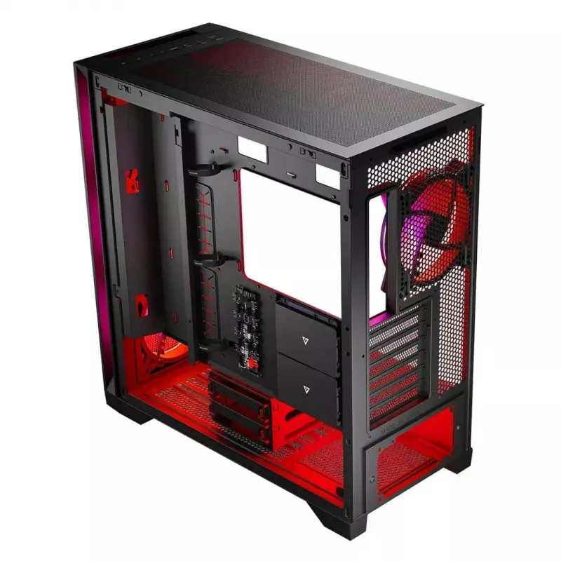 PC Case MODECOM VOLCANO EXPANSE S APEX ARGB MIDI Tower, grūdintas stiklas, USB-C, 3x140mm priekyje, palaiko ATX/microATX, GPU iki 430mm