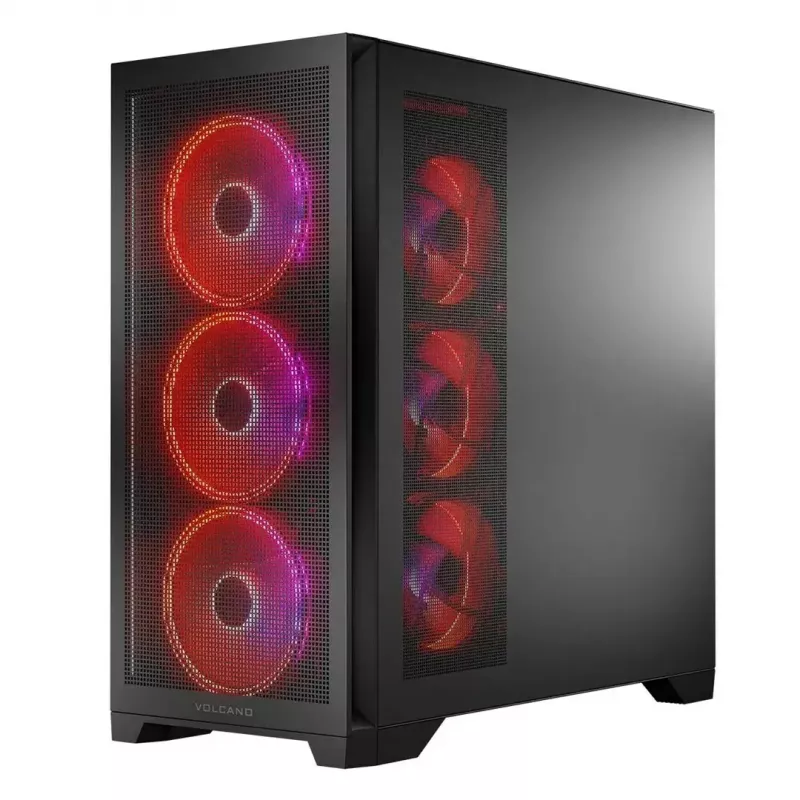 PC Case MODECOM VOLCANO EXPANSE S APEX ARGB MIDI Tower, grūdintas stiklas, USB-C, 3x140mm priekyje, palaiko ATX/microATX, GPU iki 430mm