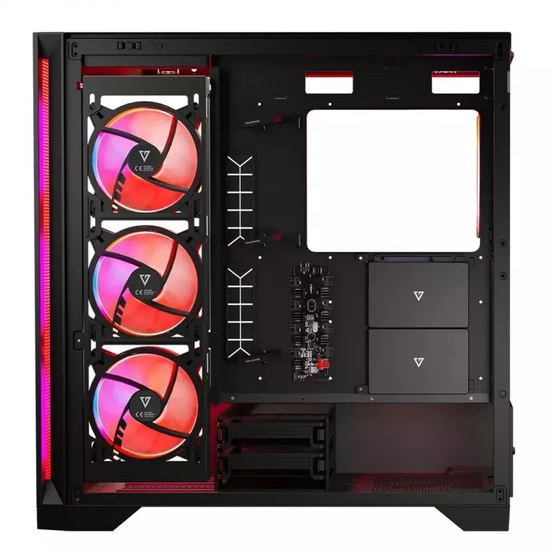 PC Case MODECOM VOLCANO EXPANSE S APEX ARGB MIDI Tower, grūdintas stiklas, USB-C, 3x140mm priekyje, palaiko ATX/microATX, GPU iki 430mm