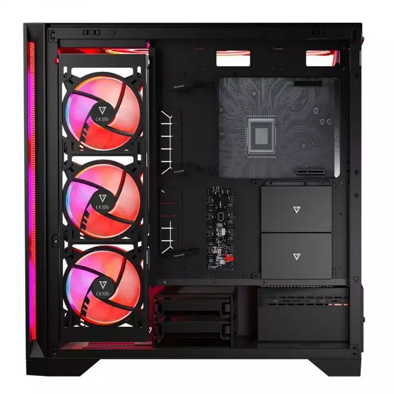 PC Case MODECOM VOLCANO EXPANSE S APEX ARGB MIDI Tower, grūdintas stiklas, USB-C, 3x140mm priekyje, palaiko ATX/microATX, GPU iki 430mm