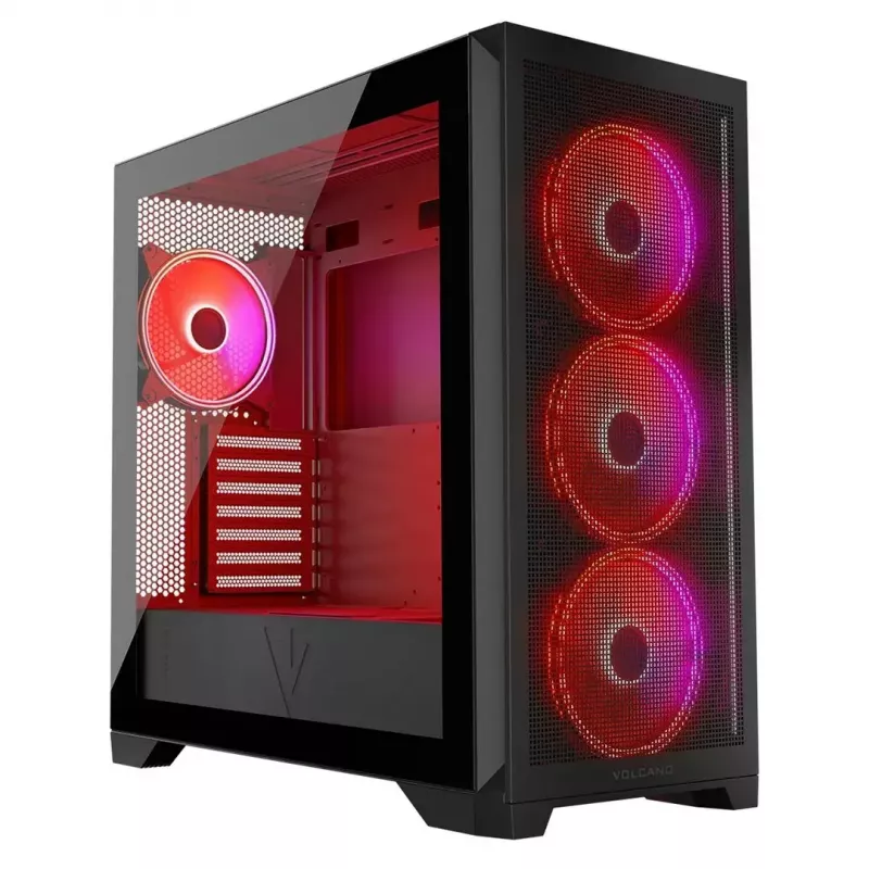 PC Case MODECOM VOLCANO EXPANSE S APEX ARGB MIDI Tower, grūdintas stiklas, USB-C, 3x140mm priekyje, palaiko ATX/microATX, GPU iki 430mm