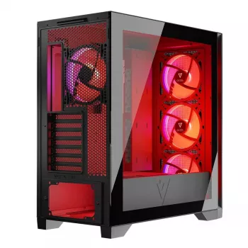 PC Case MODECOM VOLCANO EXPANSE S APEX ARGB MIDI Tower, grūdintas stiklas, USB-C, 3x140mm priekyje, palaiko ATX/microATX, GPU iki 430mm