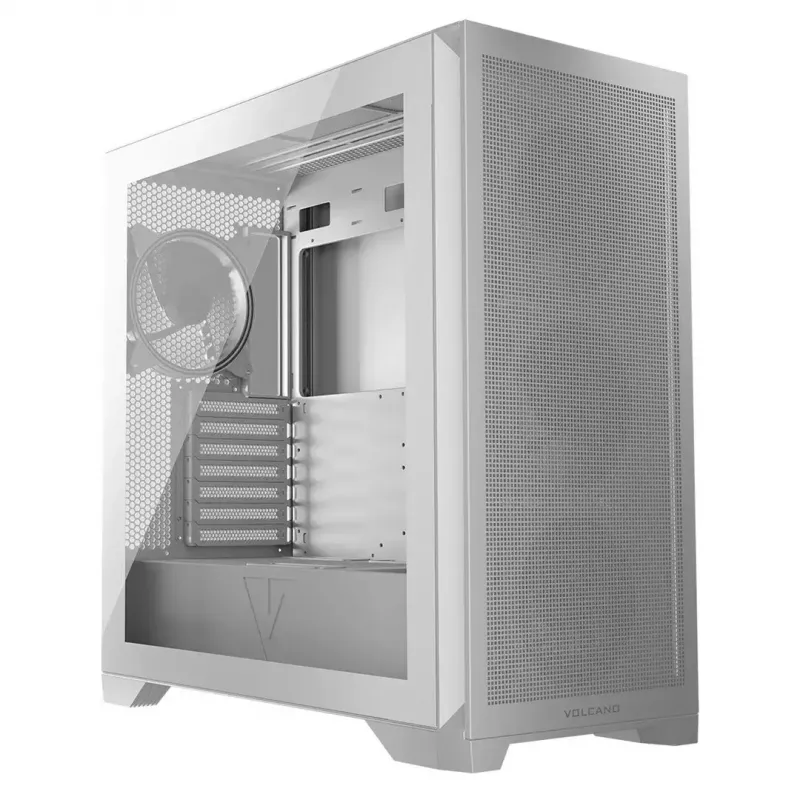 PC korpusas MODECOM VOLCANO EXPANSE S APEX ARGB Midi Tower baltas — grūdintas stiklas, ARGB, palaiko micro ATX, GPU iki 430 mm