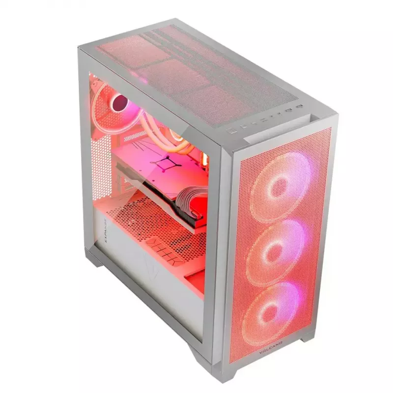 PC korpusas MODECOM VOLCANO EXPANSE S APEX ARGB Midi Tower baltas — grūdintas stiklas, ARGB, palaiko micro ATX, GPU iki 430 mm