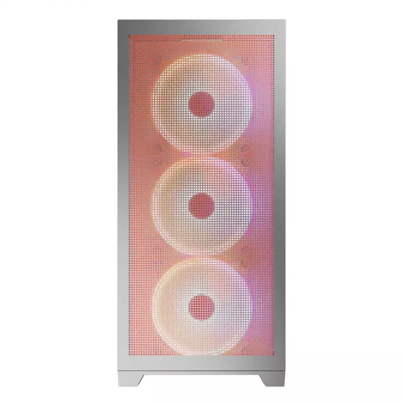 PC korpusas MODECOM VOLCANO EXPANSE S APEX ARGB Midi Tower baltas — grūdintas stiklas, ARGB, palaiko micro ATX, GPU iki 430 mm