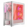 PC Case MODECOM VOLCANO EXPANSE T APEX ARGB MIDI White — grūdintas stiklas, ARGB, USB-C, palaiko mikro-ATX, GPU iki 430 mm