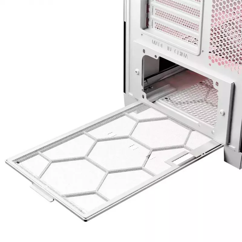 PC Case MODECOM VOLCANO EXPANSE T APEX ARGB MIDI White — grūdintas stiklas, ARGB, USB-C, palaiko mikro-ATX, GPU iki 430 mm