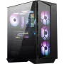 MSI MPG GUNGNIR 110R Mid Tower žaidimų kompiuterio korpusas juodas, USB 3.2 Gen2 Type C, 4x 120mm ARGB ventiliatoriai, Mystic Light sinchronizavimas, 1 į 6 ARGB valdymo plokštė, 2x grūdinto stiklo plokštės, ATX, mATX, mini-ITX