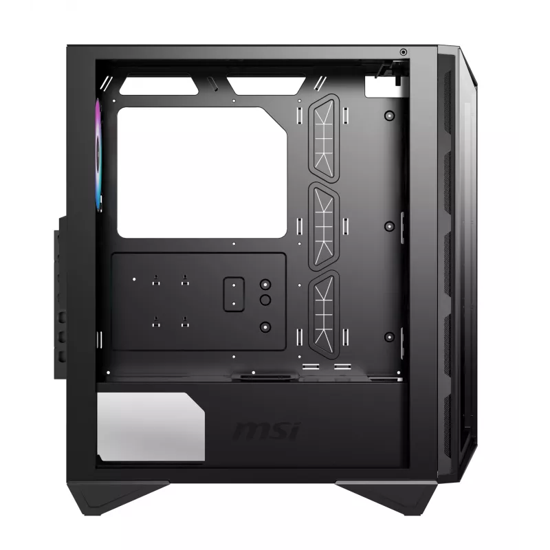 MSI MPG GUNGNIR 110R Mid Tower žaidimų kompiuterio korpusas juodas, USB 3.2 Gen2 Type C, 4x 120mm ARGB ventiliatoriai, Mystic Light sinchronizavimas, 1 į 6 ARGB valdymo plokštė, 2x grūdinto stiklo plokštės, ATX, mATX, mini-ITX