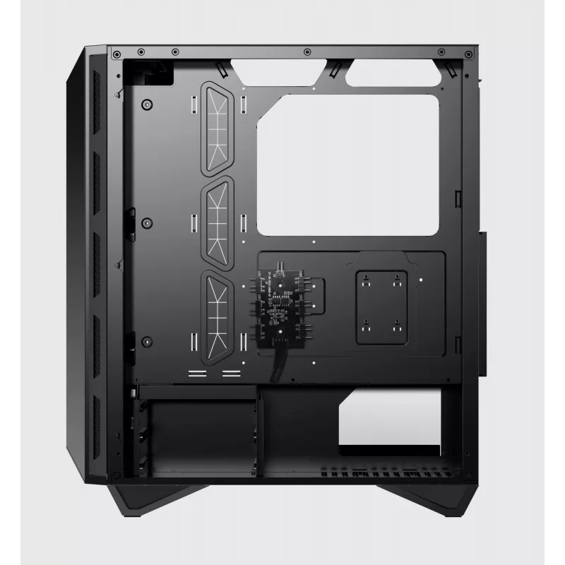 MSI MPG GUNGNIR 110R Mid Tower žaidimų kompiuterio korpusas juodas, USB 3.2 Gen2 Type C, 4x 120mm ARGB ventiliatoriai, Mystic Light sinchronizavimas, 1 į 6 ARGB valdymo plokštė, 2x grūdinto stiklo plokštės, ATX, mATX, mini-ITX