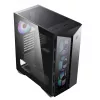 MSI MPG GUNGNIR 110R Mid Tower žaidimų kompiuterio korpusas juodas, USB 3.2 Gen2 Type C, 4x 120mm ARGB ventiliatoriai, Mystic Light sinchronizavimas, 1 į 6 ARGB valdymo plokštė, 2x grūdinto stiklo plokštės, ATX, mATX, mini-ITX