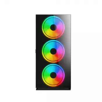 PC dėklas SAVIO Prime X1 ARGB Glass Midi Tower juodas — grūdintas stiklas, ARGB ventiliatoriai, micro ATX/ATX palaikymas