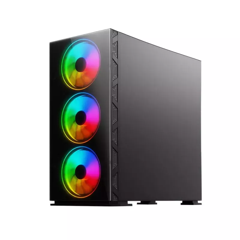 PC dėklas SAVIO Prime X1 ARGB Glass Midi Tower juodas — grūdintas stiklas, ARGB ventiliatoriai, micro ATX/ATX palaikymas