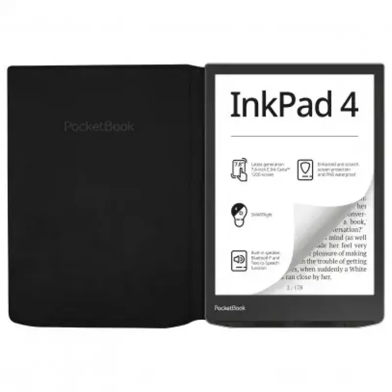 Flip dėklas PocketBook 7,8 col. el. knygų skaitytuvui — HN-FP-PU-743G-RB-WW, magnetinis užsegimas, juoda