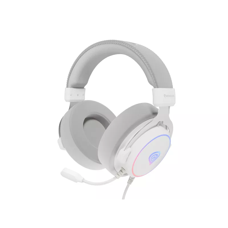 GENESIS Neon 764 Ausinės Laidinės Galvos juosta Žaidimams USB Type-A Baltos