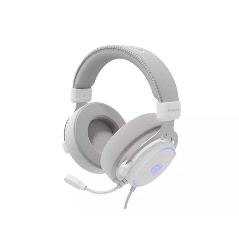 GENESIS Neon 764 Ausinės Laidinės Galvos juosta Žaidimams USB Type-A Baltos