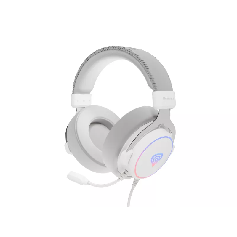 GENESIS Neon 764 Ausinės Laidinės Galvos juosta Žaidimams USB Type-A Baltos