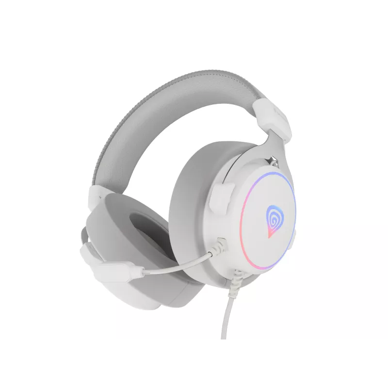GENESIS Neon 764 Ausinės Laidinės Galvos juosta Žaidimams USB Type-A Baltos