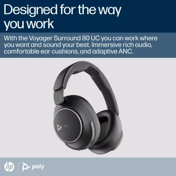 HP Poly Voyager Surround 80 UC Microsoft Teams sertifikuotos USB-C ausinės +USB-C/A adapteris