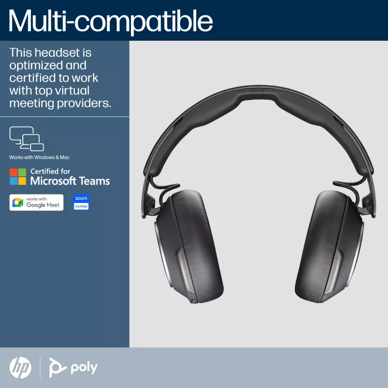 HP Poly Voyager Surround 80 UC Microsoft Teams sertifikuotos USB-C ausinės +USB-C/A adapteris