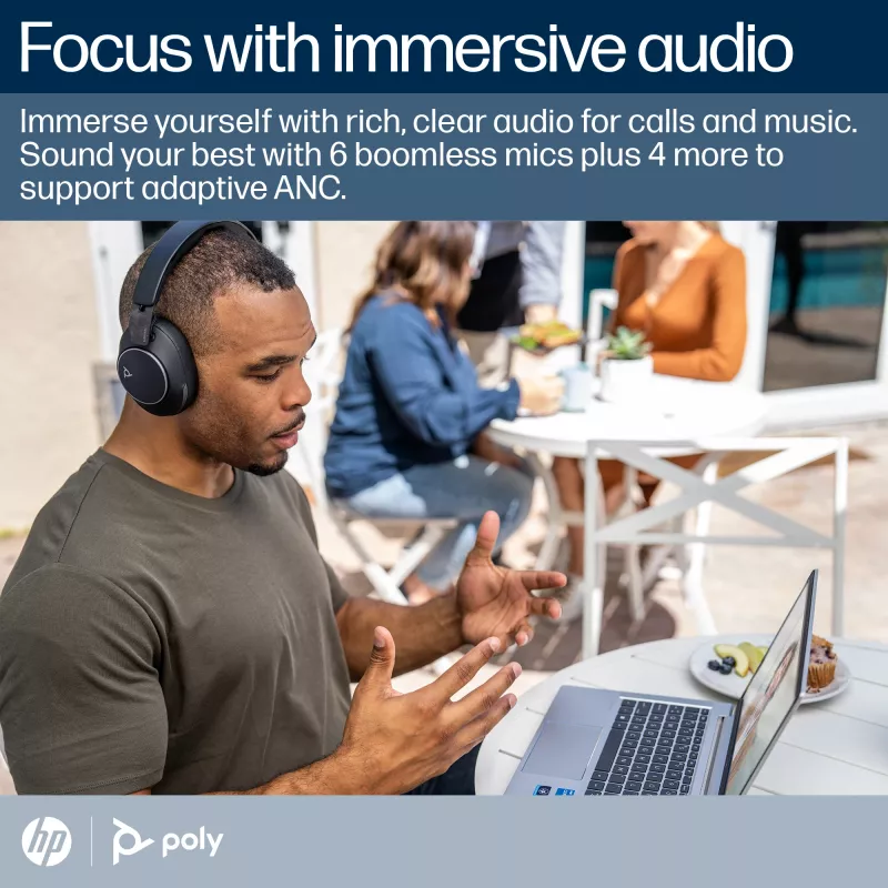 HP Poly Voyager Surround 80 UC Microsoft Teams sertifikuotos USB-C ausinės +USB-C/A adapteris