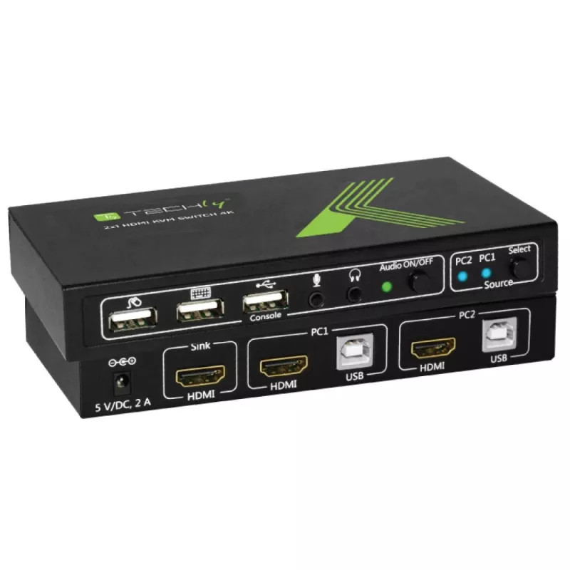 Techly 2x1 USB HDMI 4Kx2K IDATA KVM-HDMI2U KVM jungiklis juodas