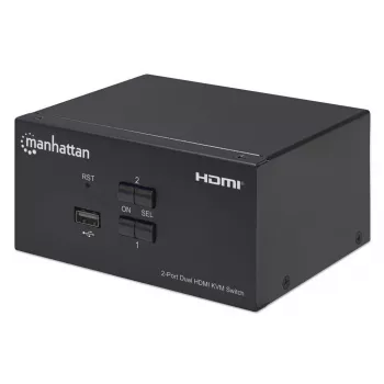 KVM jungiklis Manhattan 2 prievadų 4K HDMI USB garso valdymas 2 kompiuteriams