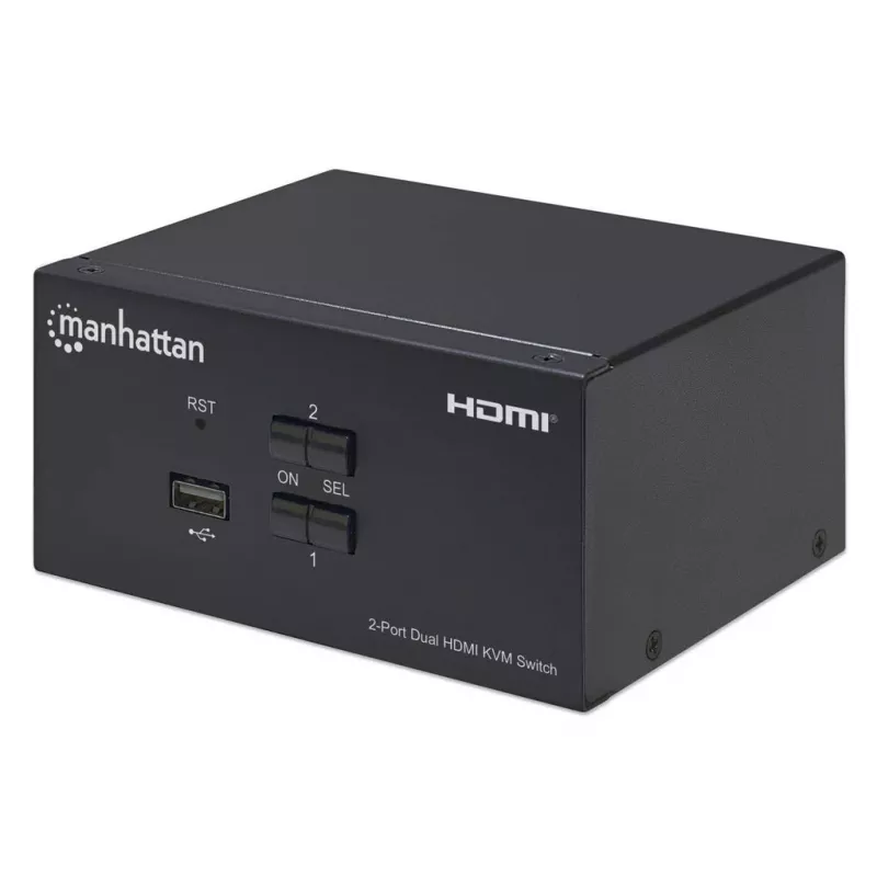 KVM jungiklis Manhattan 2 prievadų 4K HDMI USB garso valdymas 2 kompiuteriams