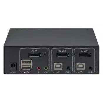 KVM jungiklis Manhattan DisplayPort 1.2 2 prievadų 4K@60Hz USB-A garso