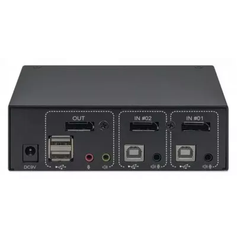 KVM jungiklis Manhattan DisplayPort 1.2 2 prievadų 4K@60Hz USB-A garso