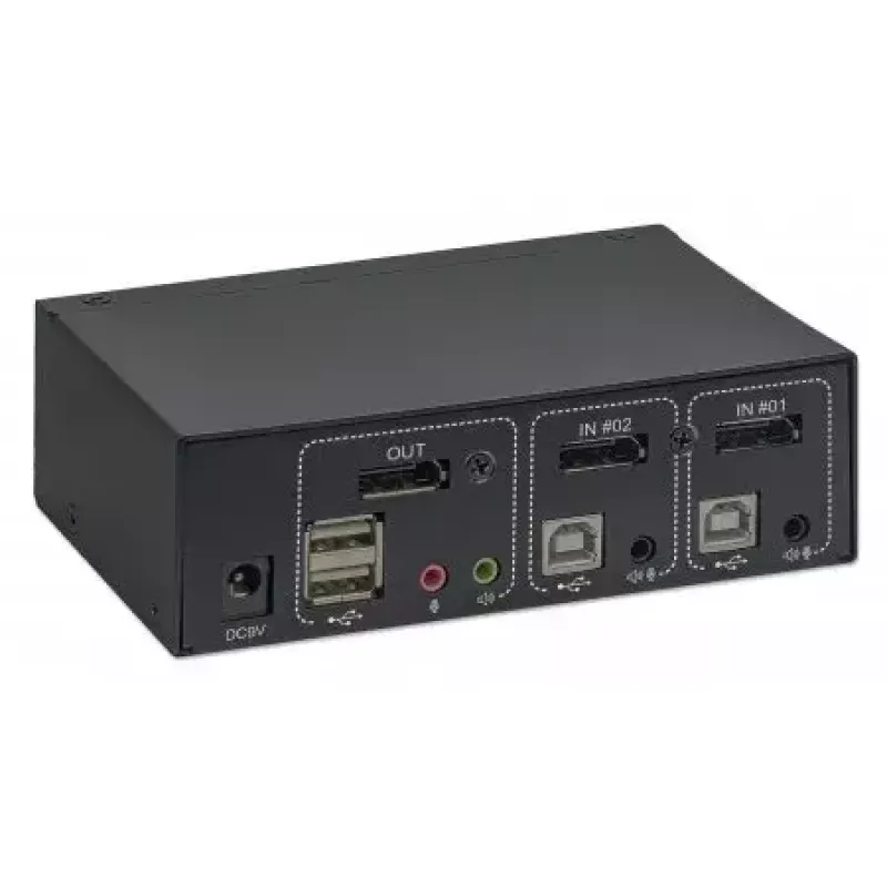 KVM jungiklis Manhattan DisplayPort 1.2 2 prievadų 4K@60Hz USB-A garso
