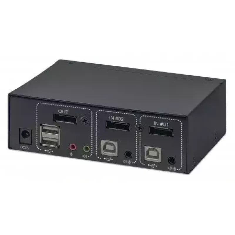 KVM jungiklis Manhattan DisplayPort 1.2 2 prievadų 4K@60Hz USB-A garso