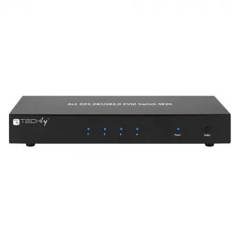 Techly IDATA DP-KVM4 KVM jungiklis, skirtas montavimui į stovą, juodas