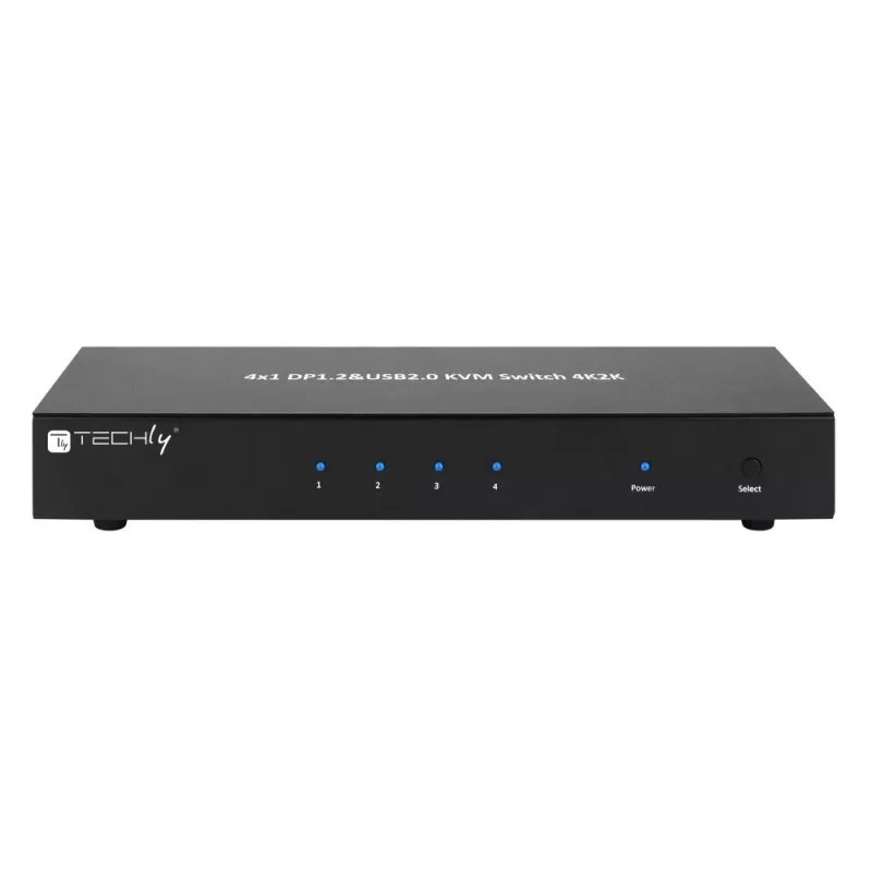 Techly IDATA DP-KVM4 KVM jungiklis, skirtas montavimui į stovą, juodas