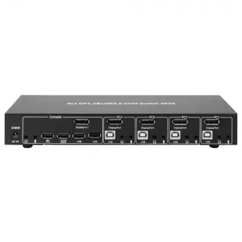 Techly IDATA DP-KVM4 KVM jungiklis, skirtas montavimui į stovą, juodas