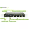 Techly IDATA DP-KVM4 KVM jungiklis, skirtas montavimui į stovą, juodas